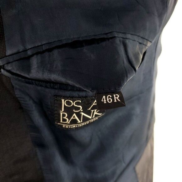 Jos A Bank Wool 2 Button‎ Blazer 44R Or Slim 46R Blue Gray Birdseye Sport Coat - Picture 9 of 11